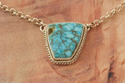 Artie Yellowhorse Genuine Kingman Turquoise Sterling Silver Necklace.